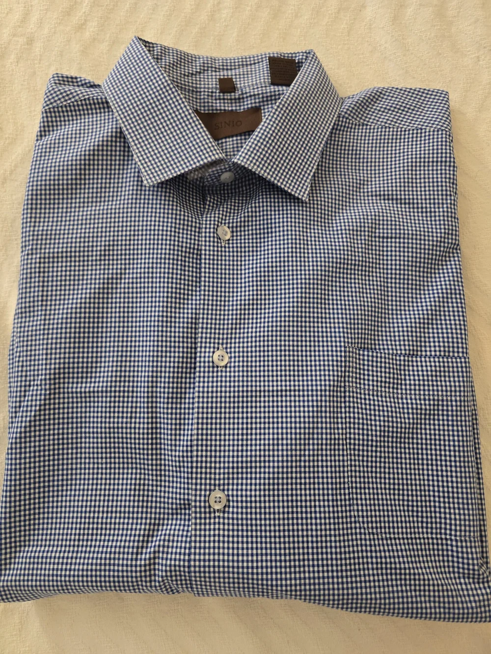 Blue Gingham Men's Dress Shirt